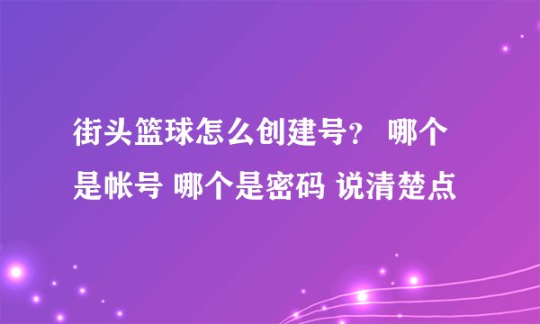 街头篮球怎么创建号? 哪个是帐号 哪个是密码 说清楚点