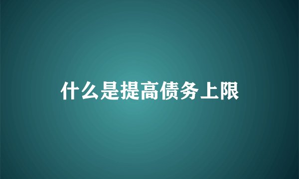 什么是提高债务上限