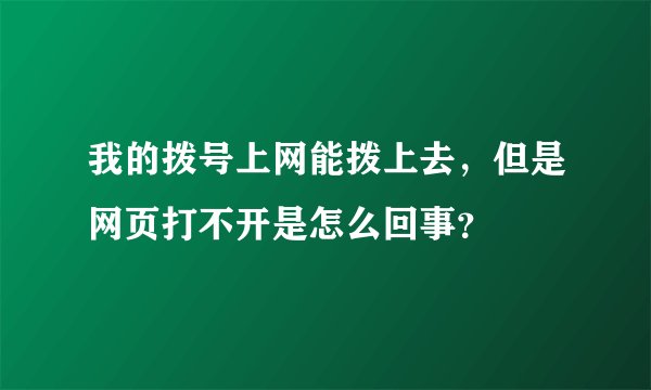 我的拨号上网能拨上去，但是网页打不开是怎么回事？