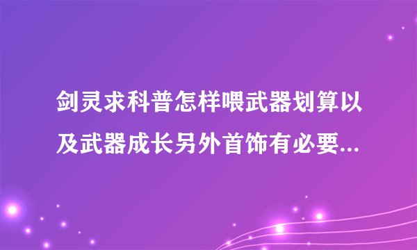 剑灵求科普怎样喂武器划算以及武器成长另外首饰有必要喂吗我22该有一身怎样的装备八卦武