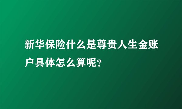 新华保险什么是尊贵人生金账户具体怎么算呢？