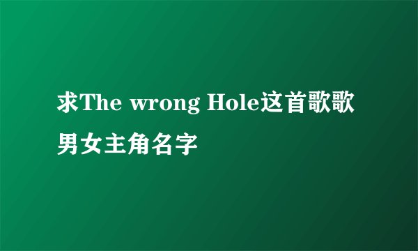 求The wrong Hole这首歌歌男女主角名字