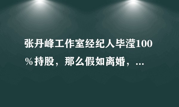 张丹峰工作室经纪人毕滢100％持股，那么假如离婚，洪欣是不是会一无所有？