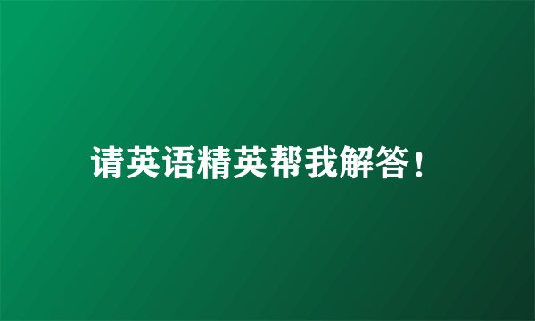 请英语精英帮我解答！