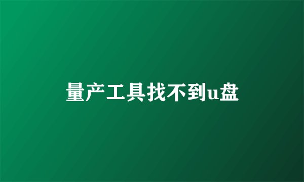 量产工具找不到u盘