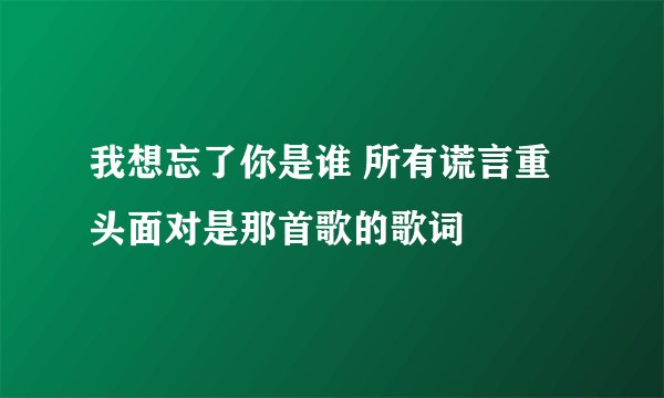 我想忘了你是谁 所有谎言重头面对是那首歌的歌词