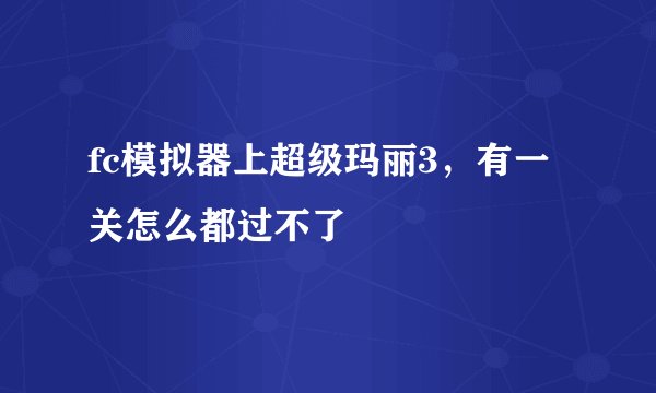 fc模拟器上超级玛丽3，有一关怎么都过不了