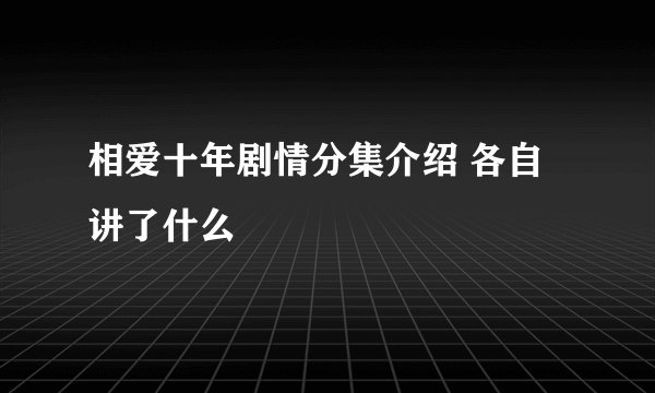 相爱十年剧情分集介绍 各自讲了什么