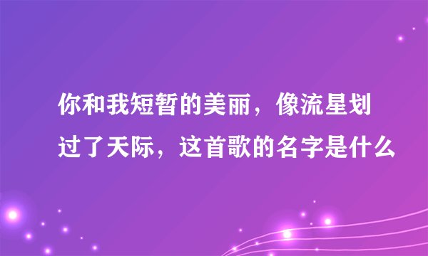你和我短暂的美丽，像流星划过了天际，这首歌的名字是什么