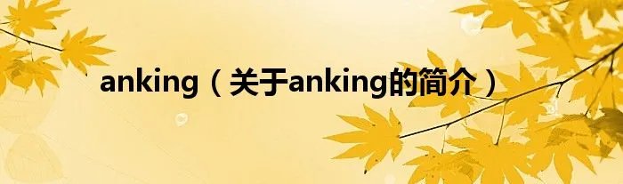 anking（关于anking的简介）