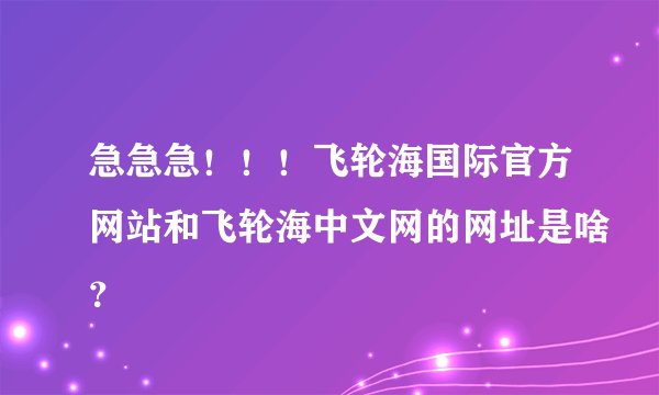 急急急！！！飞轮海国际官方网站和飞轮海中文网的网址是啥？