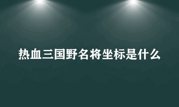 热血三国野名将坐标是什么