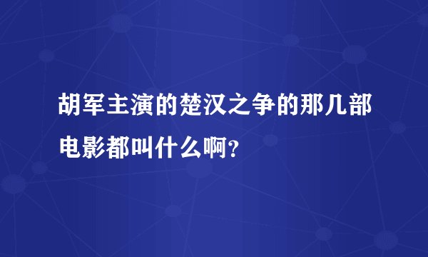 胡军主演的楚汉之争的那几部电影都叫什么啊？