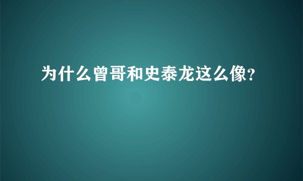 为什么曾哥和史泰龙这么像？