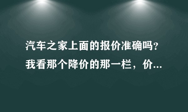 汽车之家上面的报价准确吗？我看那个降价的那一栏，价格很低啊！不知道是否真实？ thank you