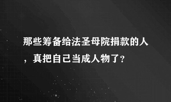 那些筹备给法圣母院捐款的人，真把自己当成人物了？