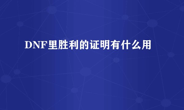 DNF里胜利的证明有什么用