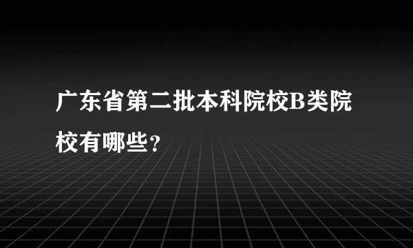 广东省第二批本科院校B类院校有哪些？