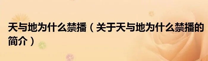 天与地为什么禁播（关于天与地为什么禁播的简介）