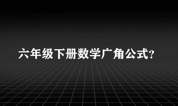 六年级下册数学广角公式？