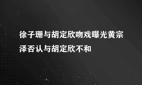 徐子珊与胡定欣吻戏曝光黄宗泽否认与胡定欣不和