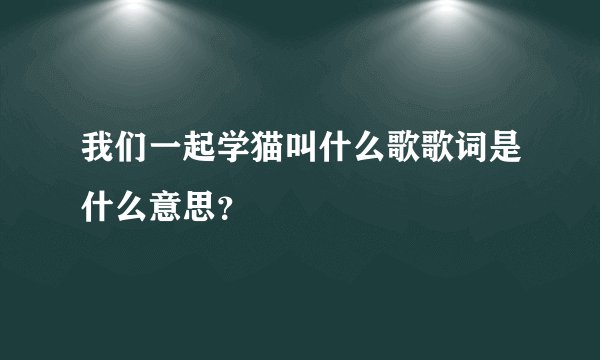 我们一起学猫叫什么歌歌词是什么意思？