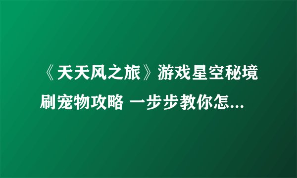 《天天风之旅》游戏星空秘境刷宠物攻略 一步步教你怎么在游戏中获取可爱的宠物