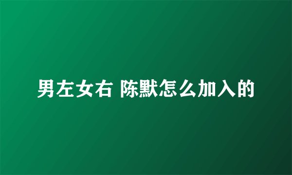 男左女右 陈默怎么加入的