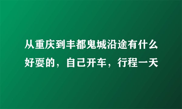 从重庆到丰都鬼城沿途有什么好耍的，自己开车，行程一天