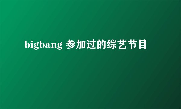 bigbang 参加过的综艺节目