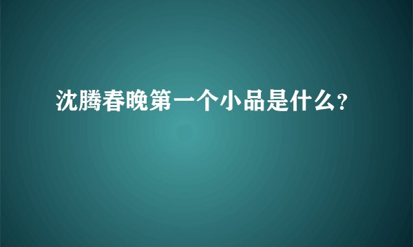 沈腾春晚第一个小品是什么？