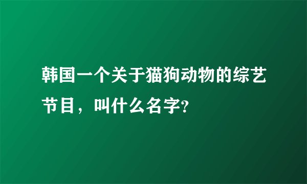 韩国一个关于猫狗动物的综艺节目，叫什么名字？