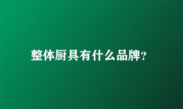 整体厨具有什么品牌？