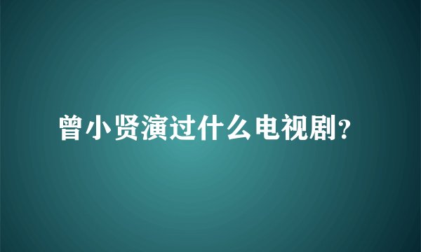 曾小贤演过什么电视剧？