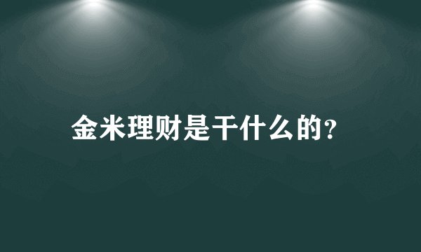 金米理财是干什么的？