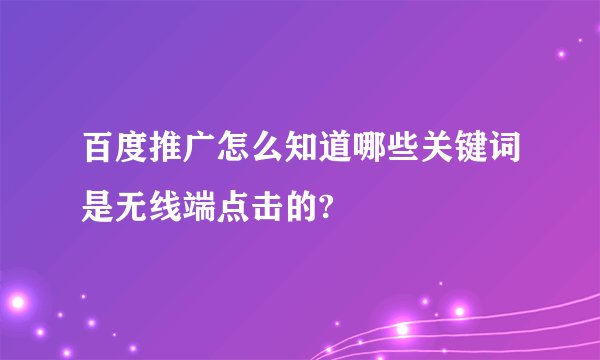 百度推广怎么知道哪些关键词是无线端点击的?