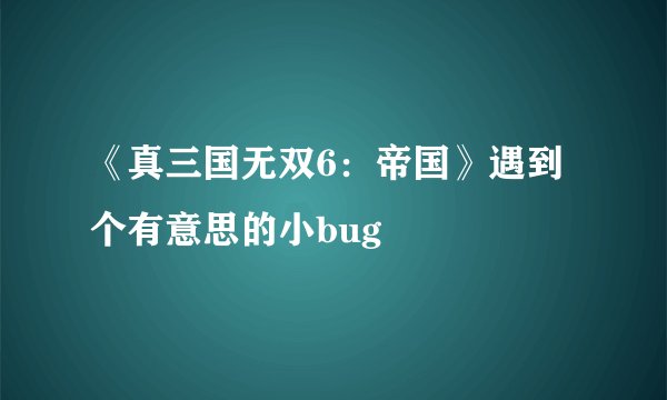 《真三国无双6：帝国》遇到个有意思的小bug