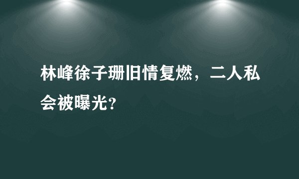 林峰徐子珊旧情复燃，二人私会被曝光？