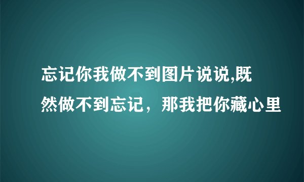 忘记你我做不到图片说说,既然做不到忘记，那我把你藏心里